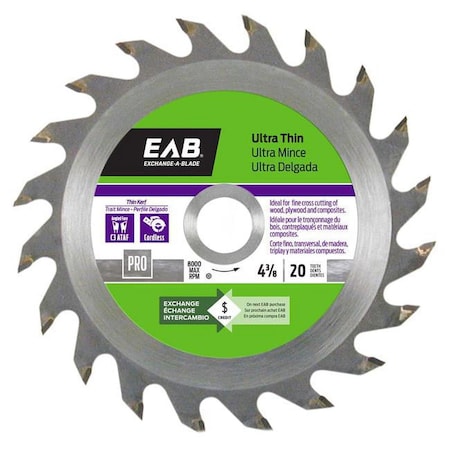 Exchange-A-Blade 4.37 in. x 20 Teeth Finishing Ultra Thin Professional Recyclable Exchangeable Saw Blade 1016022